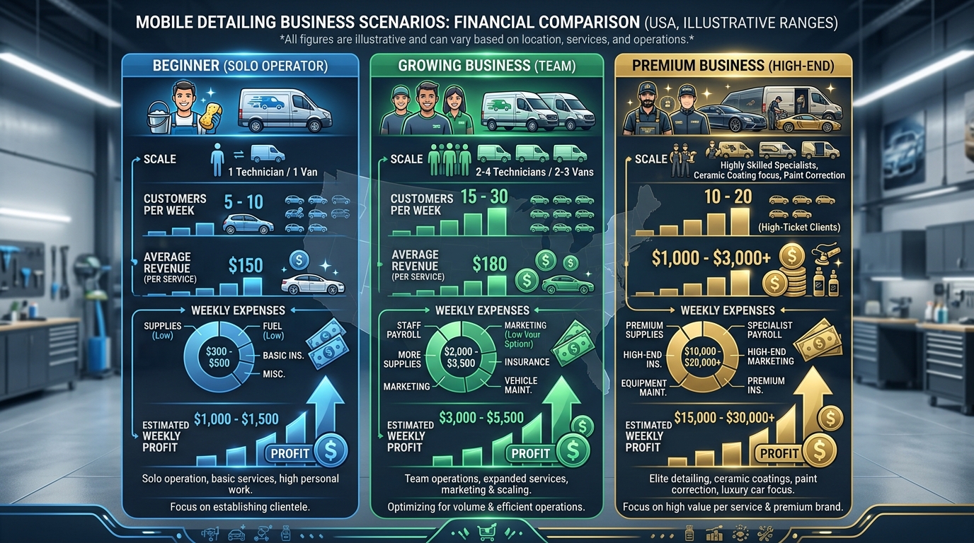 Example monthly profit from a mobile detailing business