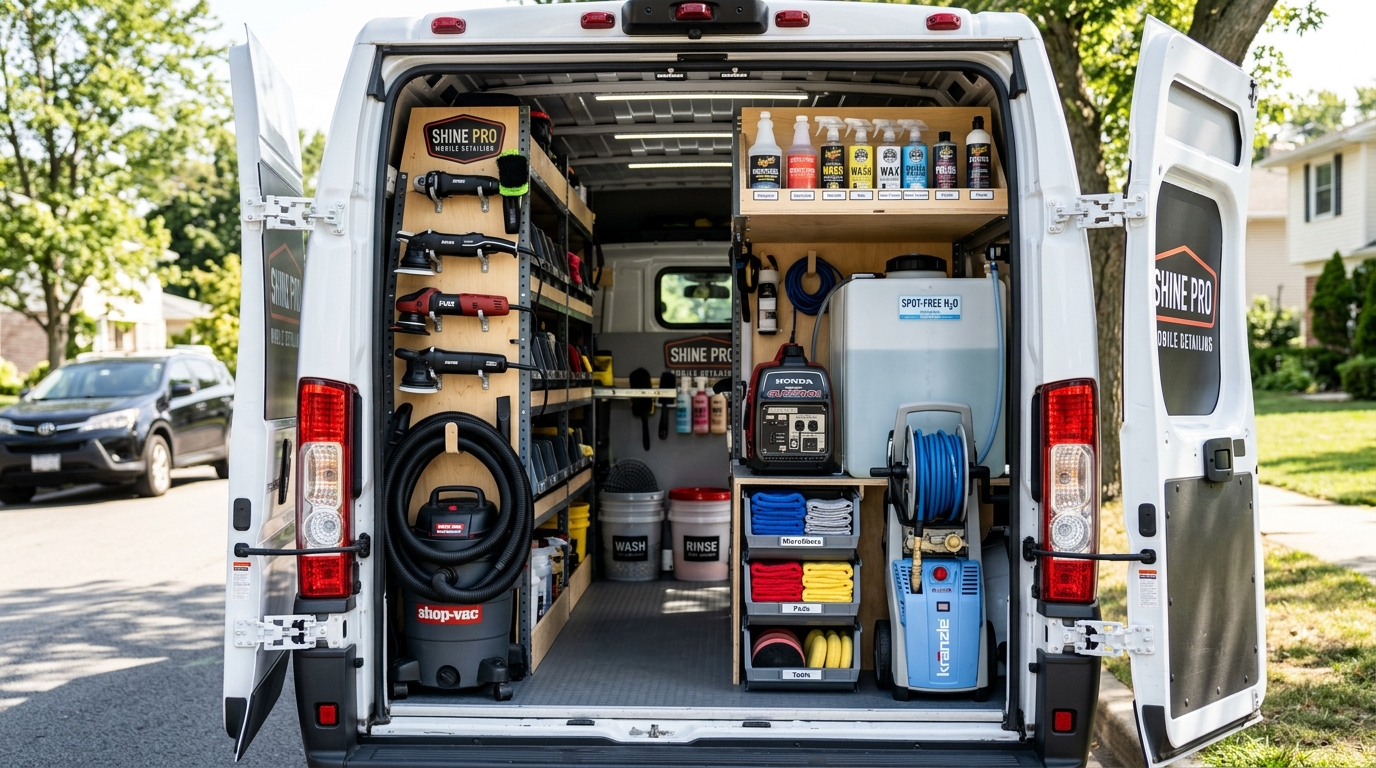 Professional mobile detailing van setup